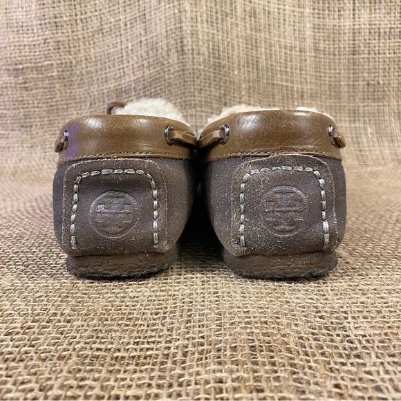 Tory Burch sandals shoes slip-on moccasins leather shearling Rare 6 M - Picture 5 of 12